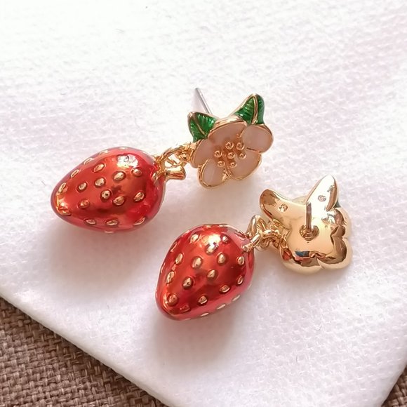 Kate Spade Red and Gold Strawberry Earrings - Picture 3 of 4